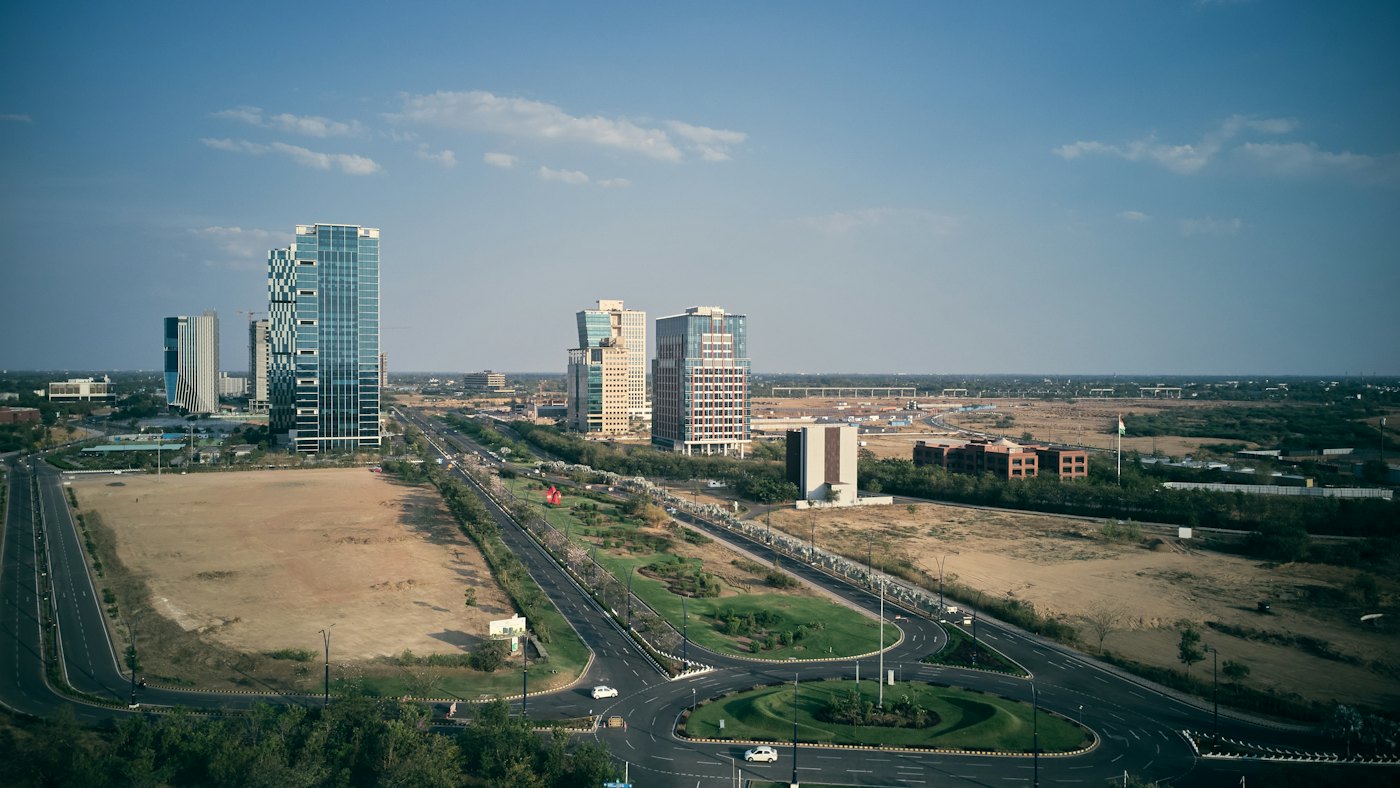 Aerial view of GIFT City towers, Gandhinagar