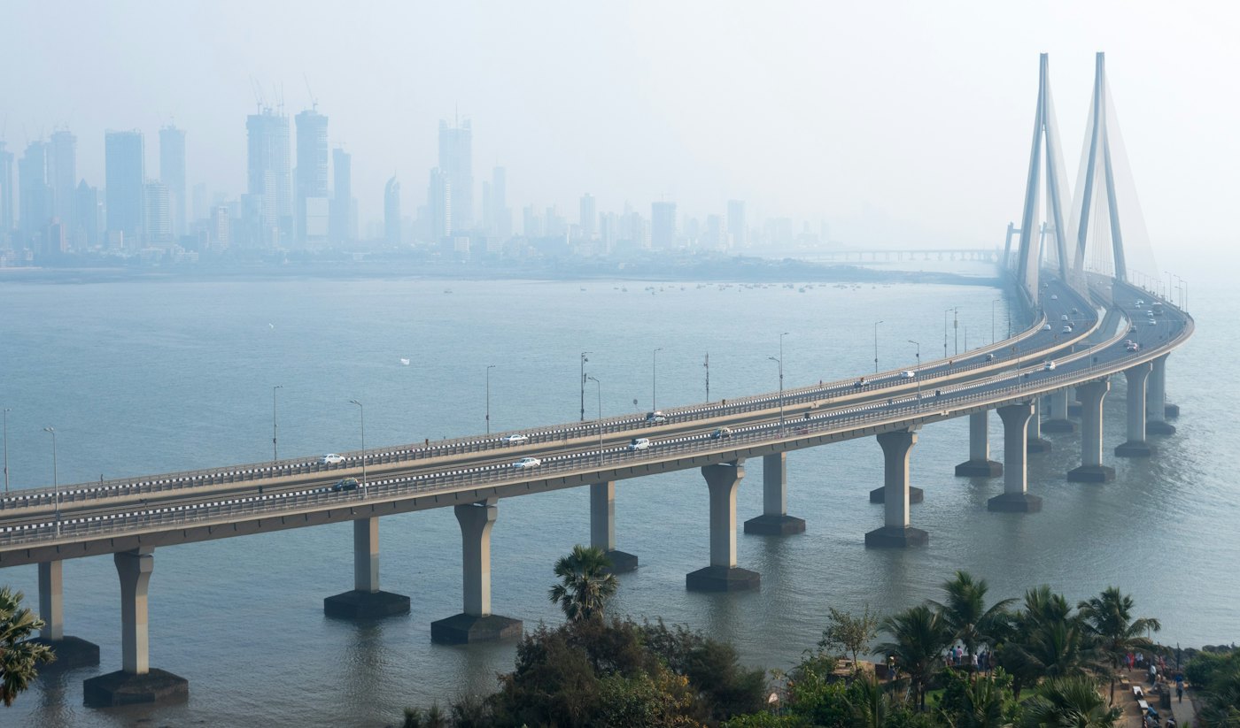 Bandra Worli Sea Link and the Mumbai skyline